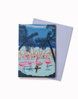Twilight Flamingos | Enamel Pin Badge Card | Katy Welsh