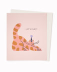 Party Cat Greeting Card is a fun, feline birthday card featuring a cat in a party hat artwork by digital illustrator, Ana Gaman.