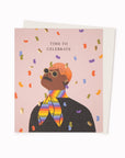 Time to Celebrate Greeting Card is a beautifully produced, colourful rainbow card suitable for birthdays or other celebratory occasions. The artwork is by digital illustrator, Ana Gaman.