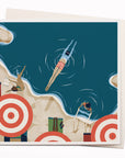Travel illustrator David Doran's illustrations are like a little holiday in the form of a greeting card. This notecard features a beautiful contemporary illustration of a swimmer diving into a secluded bathing cove.