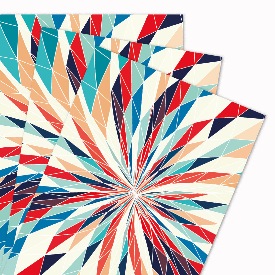 Pack of 3 'Deep' gift wrap sheets illustrated by Danny Ivan for USTUDIO Design. An arty and abstract design featuring an optical illusion with bold, graphic shapes.