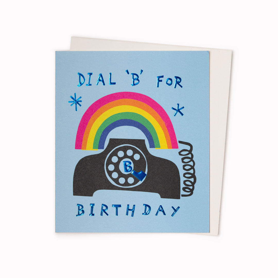 Dial B for Birthday Greeting Card is a retro, classic movie inspired celebratory birthday card featuring artwork by artist and screen printer, David Newton.