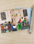 Cafe Date | Enamel Pin Badge Card | Katy Welsh