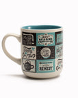 'Tea Lovers' stoneware mug by USTUDIO Design features a collage of typographic artwork by Mary Kate McDevitt, perfect for your brew-loving pals.