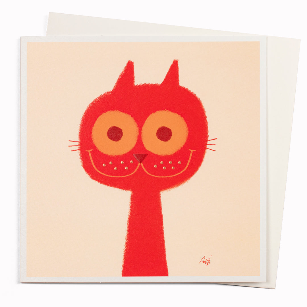 Benoit is a cat character design themed note card featuring typically playful illustration by Copenhagen based artist, Anders Arhoj from the infamous Studio Arhoj. The notecard has been left deliberately blank inside for your own personal message and is suitable to send for any occasion.
