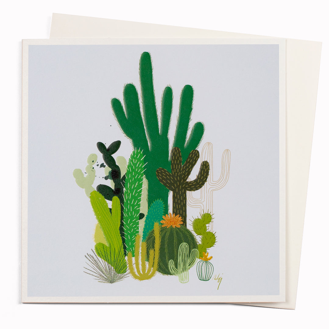 Cacti is a plant themed note card for lovers of those spiky succulents featuring typically playful illustration by Copenhagen based artist, Anders Arhoj from the infamous Studio Arhoj. The notecard has been left deliberately blank inside for your own personal message and is suitable to send for any occasion.
