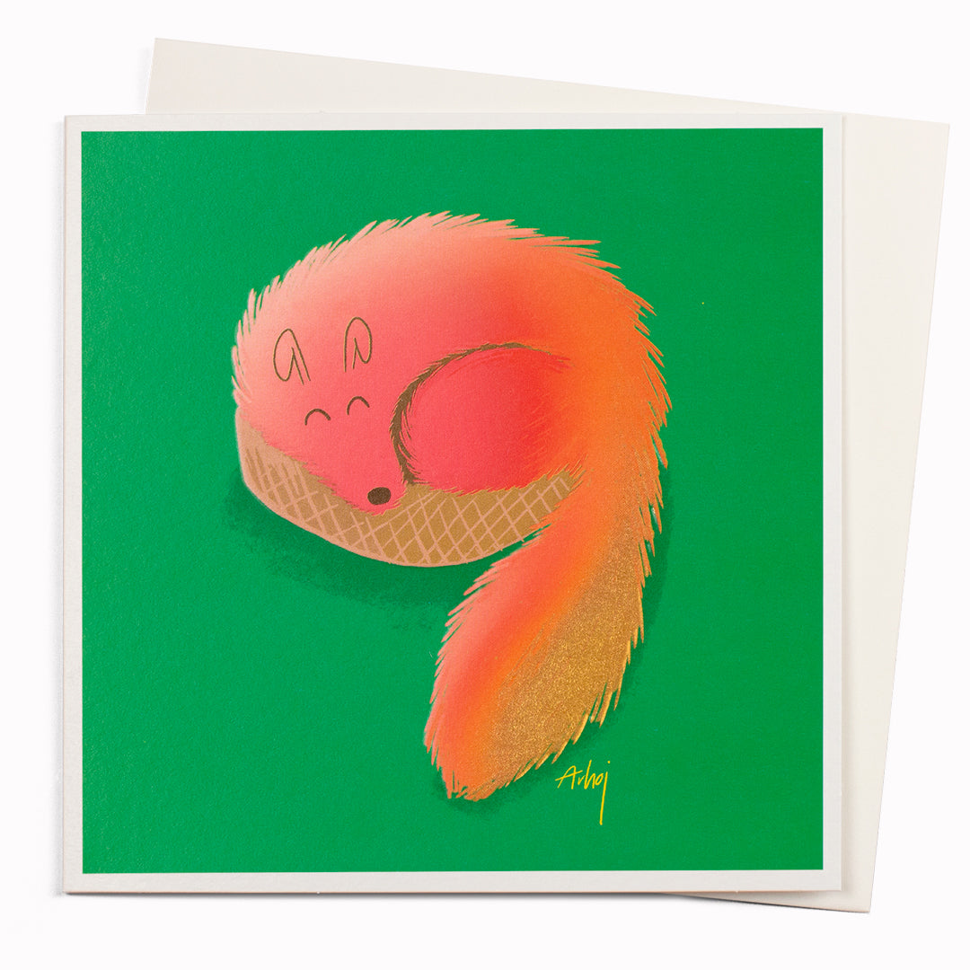 Waffles is a dog character design themed note card featuring typically playful illustration by Copenhagen based artist, Anders Arhoj from the infamous Studio Arhoj. The notecard has been left deliberately blank inside for your own personal message and is suitable to send for any occasion.