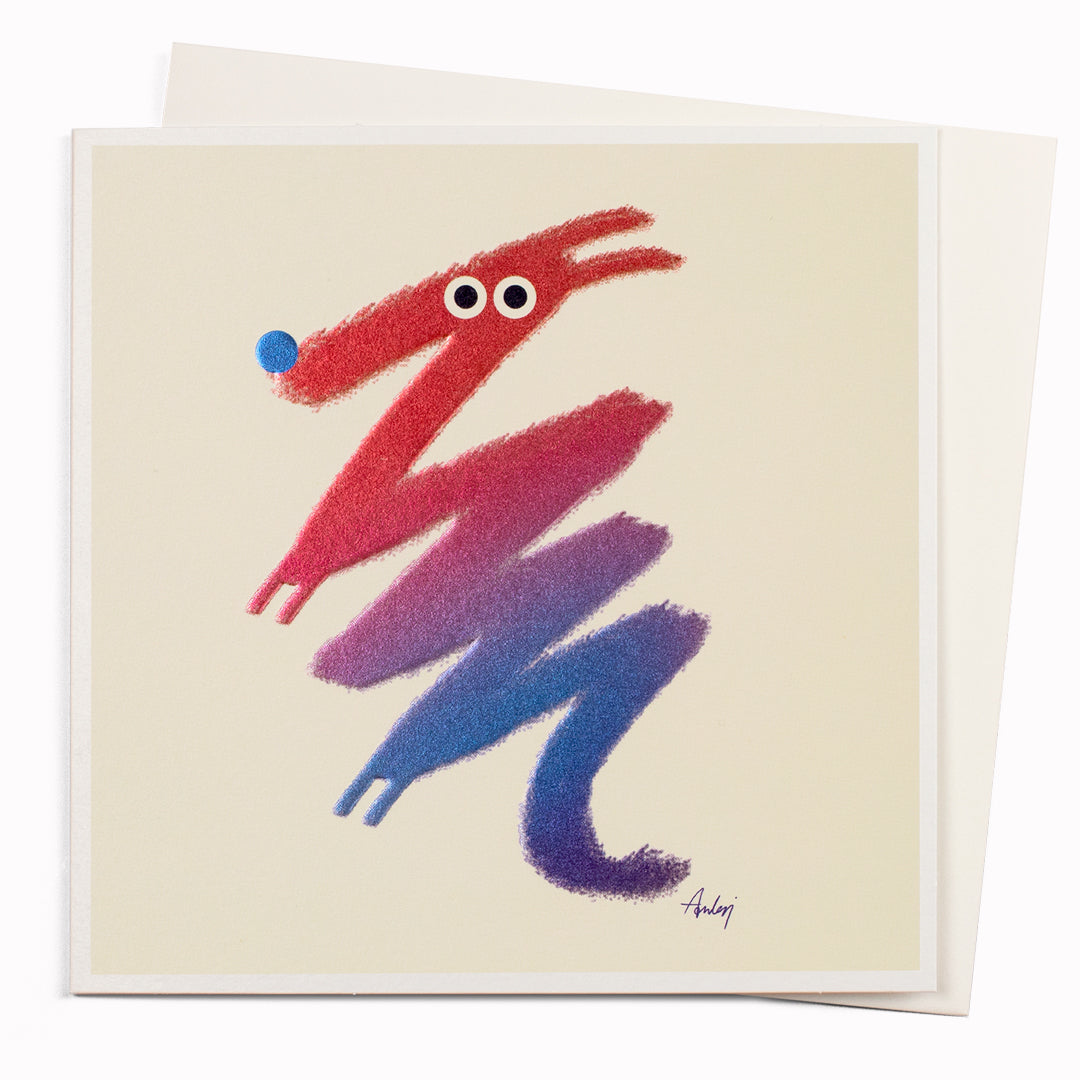 Zuzu is a zigzag character design themed note card featuring typically playful illustration by Copenhagen based artist, Anders Arhoj from the infamous Studio Arhoj. The notecard has been left deliberately blank inside for your own personal message and is suitable to send for any occasion.