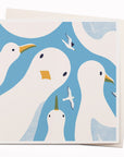 Travel illustrator David Doran's illustrations are like a little holiday in the form of a greeting card. This notecard design is a funny contemporary illustration of a gang of Cornish Seagulls pulled from one of David's childrens book illustrations.