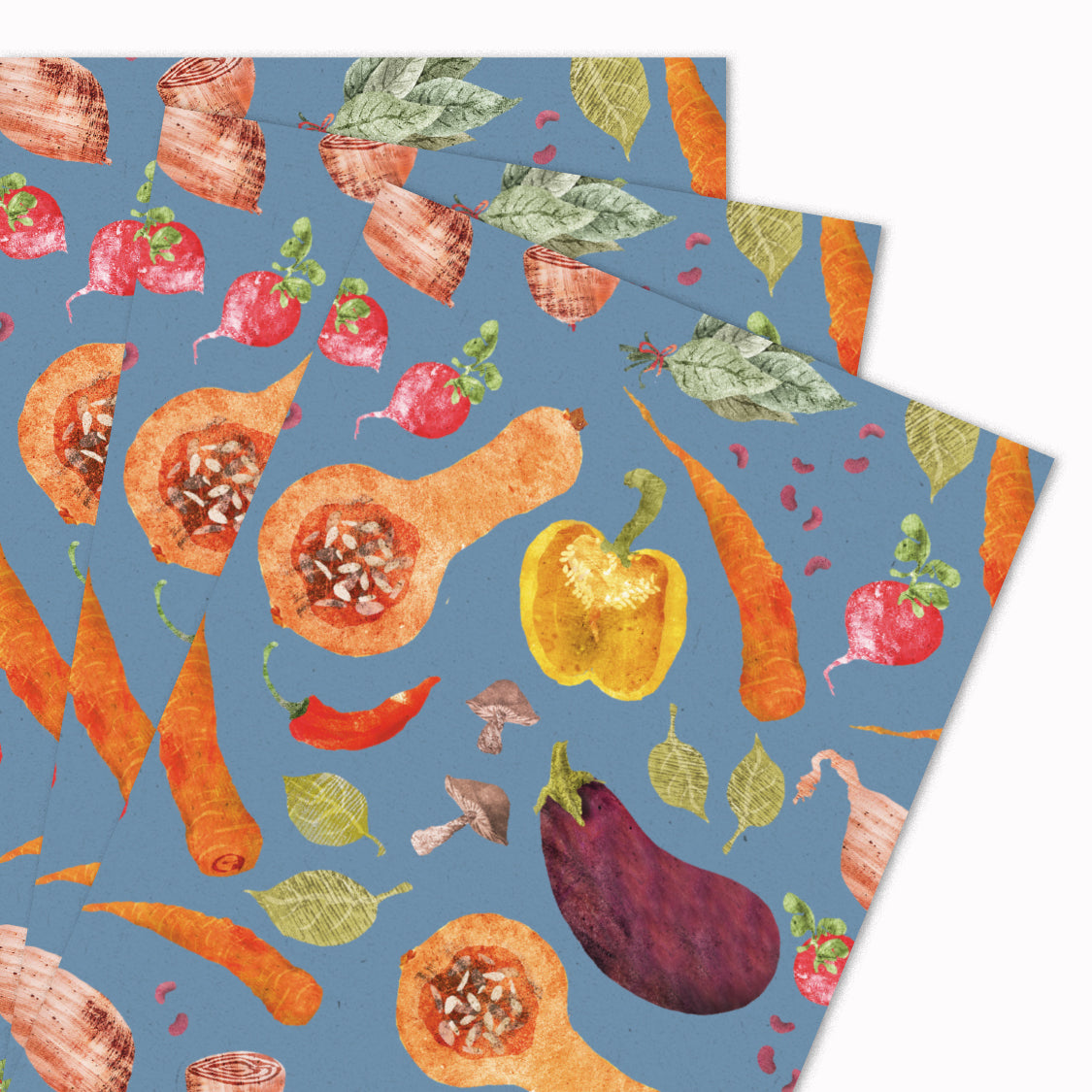 USTUDIO Design Pack of 3 Gift Wrap Sheet | Vegetables by Emily Nash