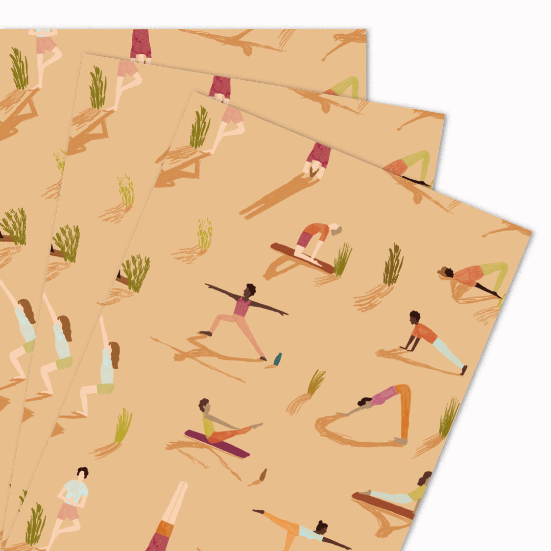 USTUDIO Design Pack of 3 Gift Wrap Sheets | Yoga Retreat by Katy Welsh