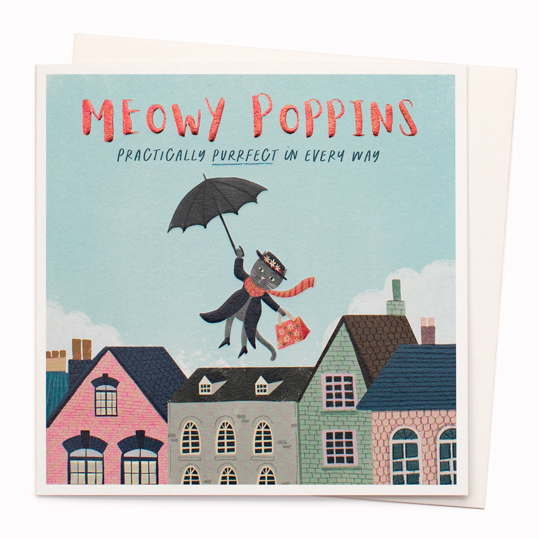 Meowy Poppins | Book Pun Greeting Card | Niaski