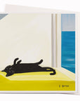 Cats!! Hoppurr's Cat Bathing by Niaski is an un-greeted notecard inspired by Edward Hopper's famous 'Rooms by the Sea' artwork and is part of Niaski's Cats in Art range of designs.