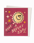 Bright Day Greeting Card is a smiley, sunshine inspired celebratory birthday card featuring artwork by artist and screen printer, David Newton.