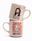 Oh My God! Jesus Christ! Set of 2 stoneware mugs featuring brilliantly funny illustration by Paul Bower for USTUDIO Design.