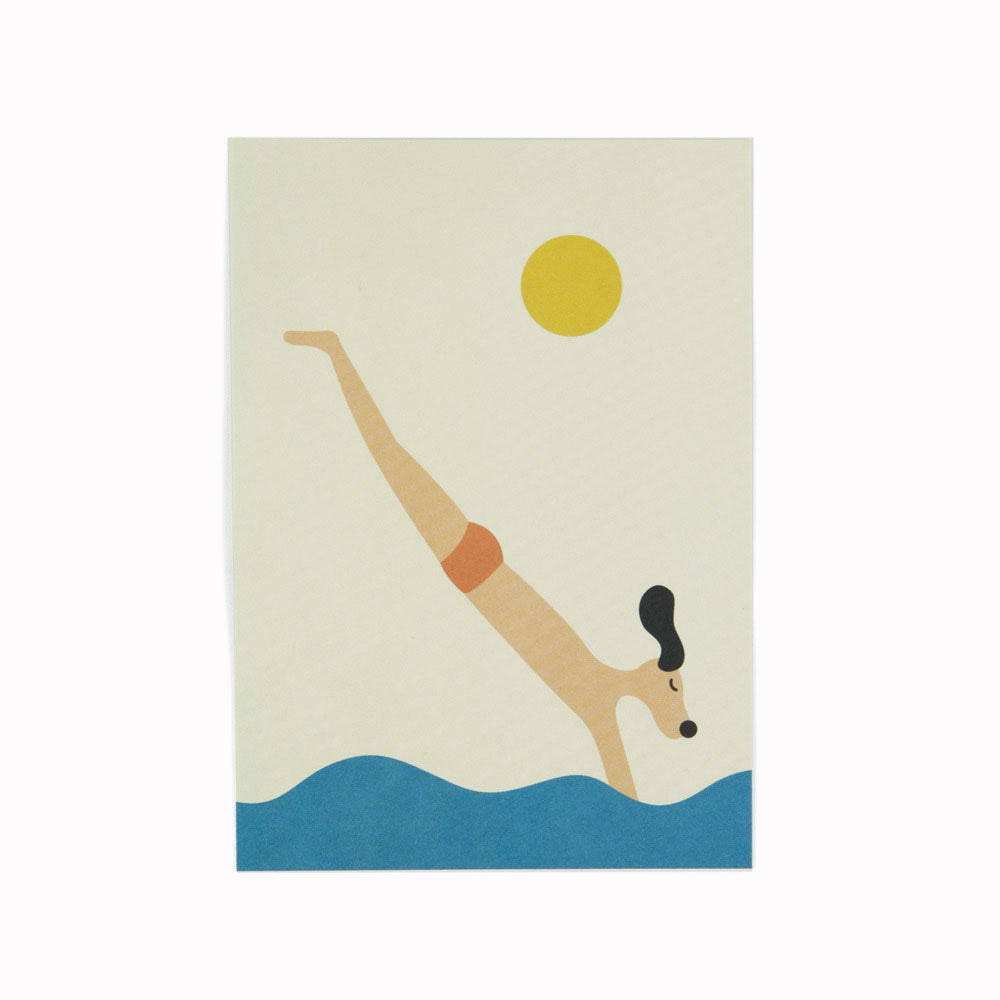 Diving Dog | Illustration Postcard | Timothy Hunt