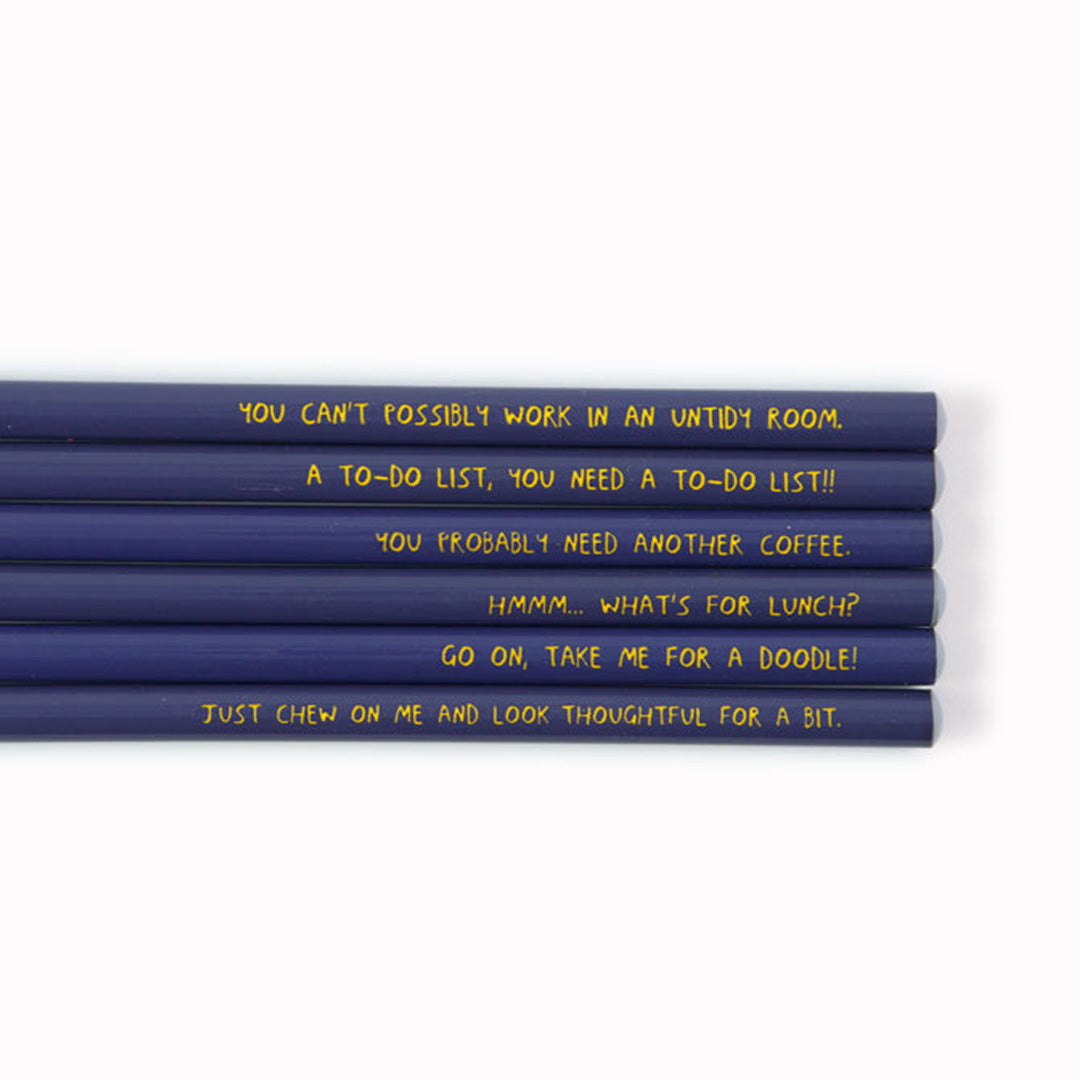 Procrastination | Set of 6 HB Pencils | Sharp + Blunt