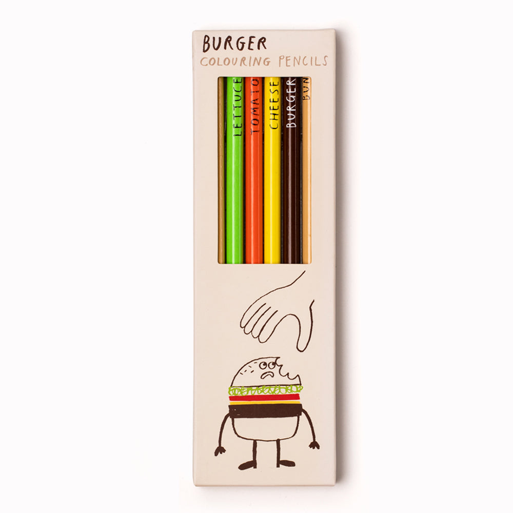 Burger | Set of 6 Colouring Pencils | Sharp + Blunt