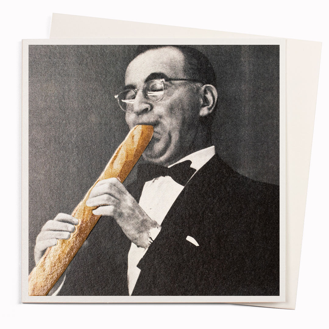 Playing the Baguette | Art Humour Note Card | Sammy Slabbinck