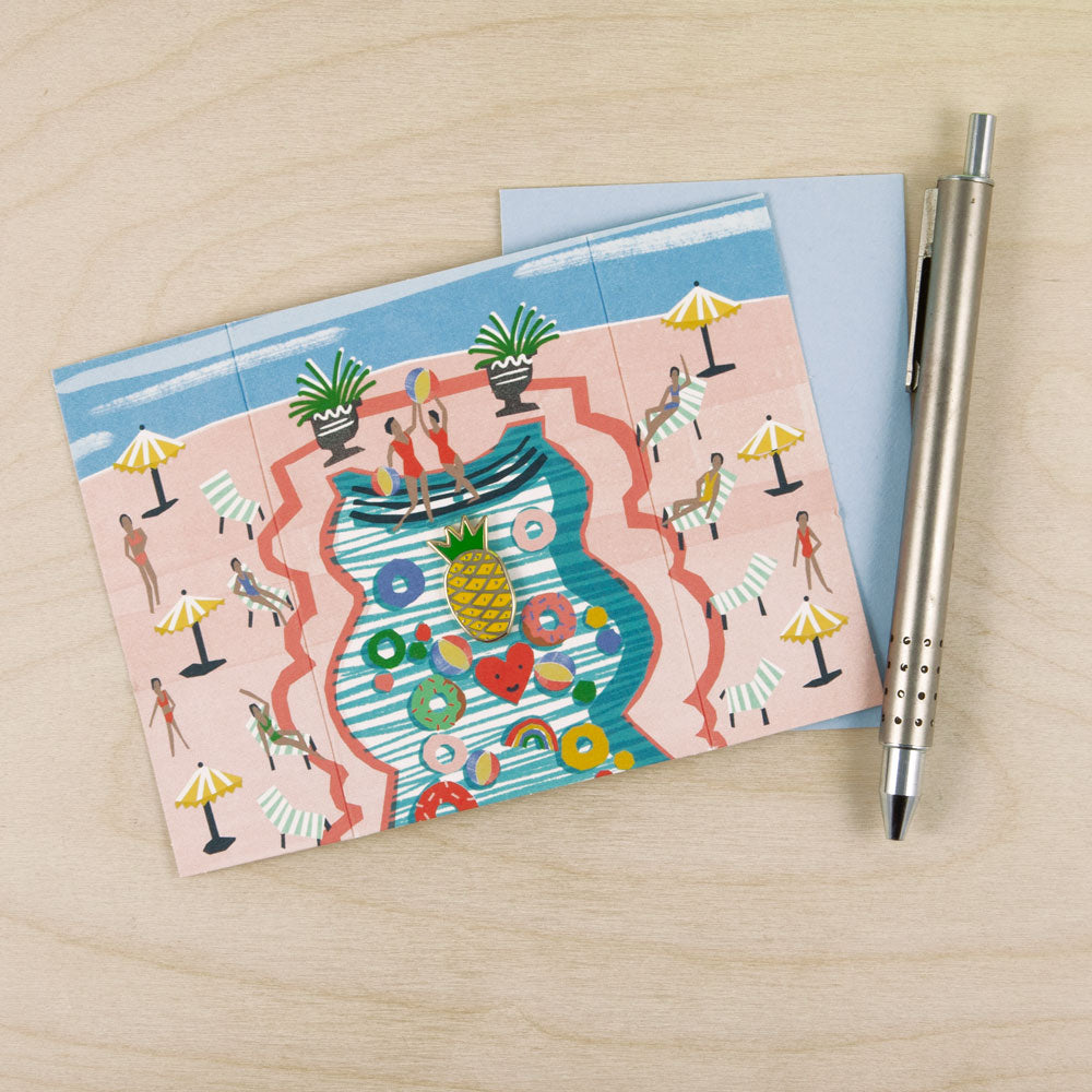 USTUDIO Design Enamel Pin Badge Card by Katy Welsh | Pool Party