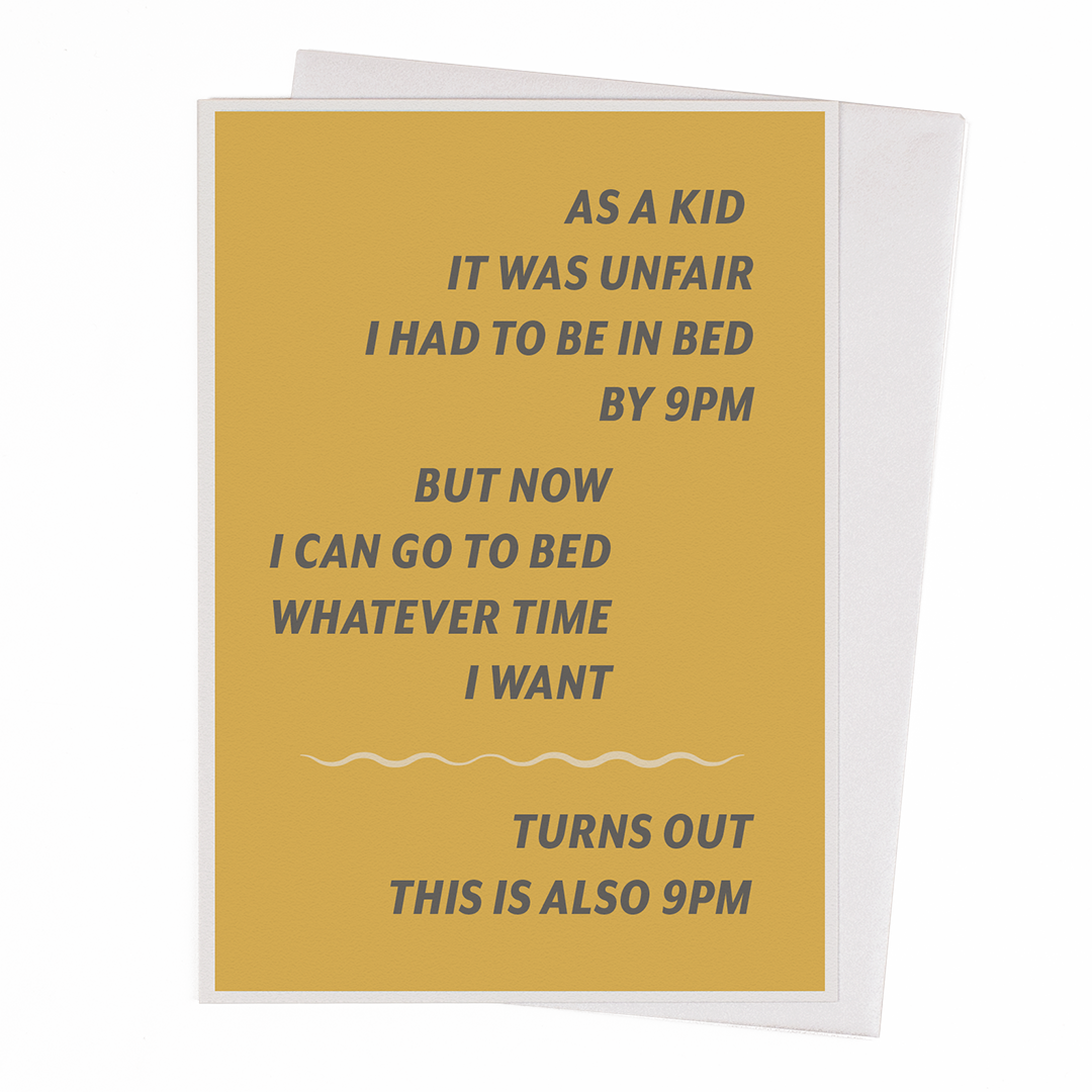 Bed By 9 | Typographic Greeting Card