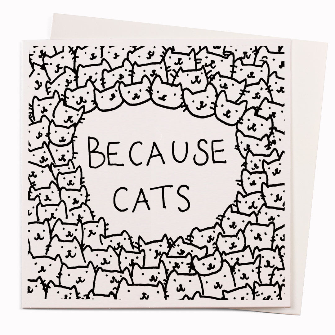 Because Cats | Art Humour Note Card | Kitten Rain