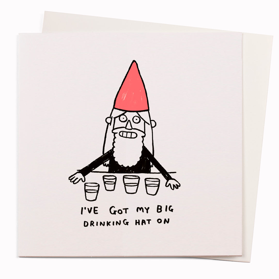 USTUDIO Design Funny Art Notecard | Big Drinking Hat by Al Murphy