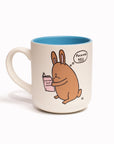 With iconic artwork by the crazy funny Al Murphy, the 'Watership Downer' stoneware mug features a sad faced bunny rabbit thinking an expletive, whilst reading a copy of the classic animal themed novel 'Watership Down' by Richard Adams. Dark wry humour from Al Murphy, illustrated in his comedic art style.&nbsp;